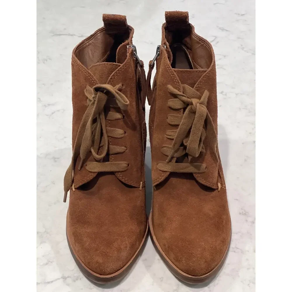 Dolce Vita Women’s‎ Seiko Leather Suede Lace Up Heeled Ankle Boots Size 9 Brown